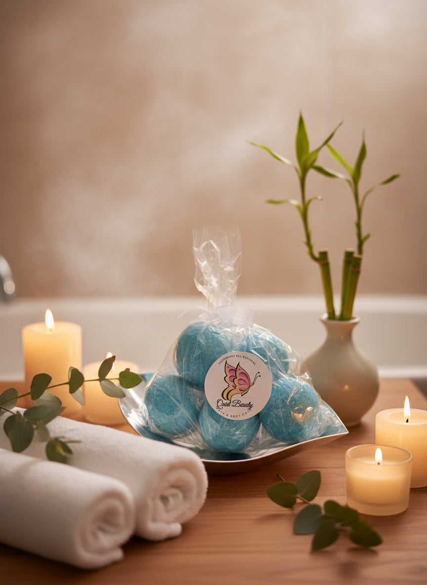 6 Natural Organic Bath Bombs _ Serenity with Epson Salt and Essential Oils- Muscle Relief